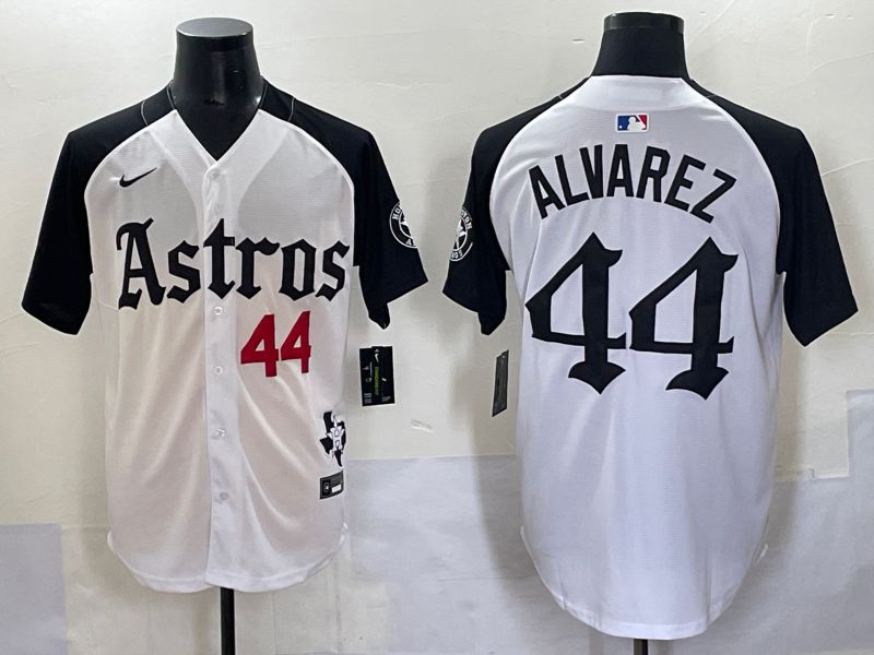 Men 2025 Houston Astros 44 Alvarez White Black Five generations Joint Name Nike MLB Jersey style 2